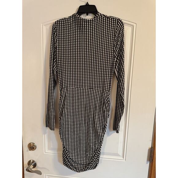 Veronica Beard Mizani Ruched Mini Dress Size M Off White Black Houndstooth $278. - Picture 6 of 8